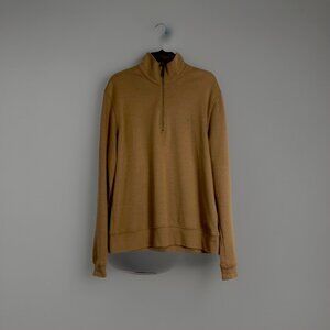 Burberry Men’s Brown Quarter Zip Pullover Sweater, Size Large, Preppy Office Lux